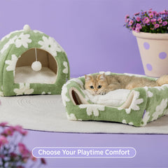 LE SURE cat bed non-slip bottom keeps the plush nest steady on tile or wood.