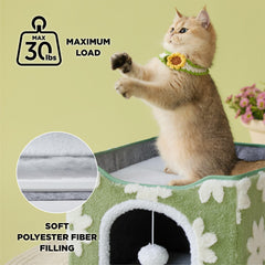 LE SURE upper nap platform demonstrates spacious perch for stretching.