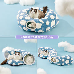LE SURE Lesure cat tunnel bed circle layout highlights versatile hide-and-play space.