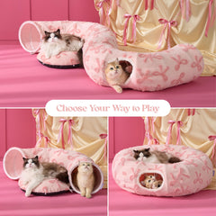 LE SURE cat tunnel bed circle shape showcases versatile play and nap zones.