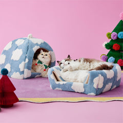 LE SURE cozy cat bed cushion shows plush interior for restful naps.