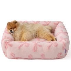 LE SURE Cute Dog Bed close-up reveals plush jacquard fabric for cozy lounging at home