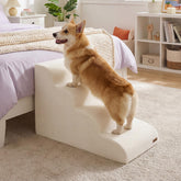 LE SURE Lesure dog stairs with four beige steps for easy bed access and safer jumps.