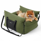 LE SURE Lesure small dog car seat front view with secure installation shown for road trips