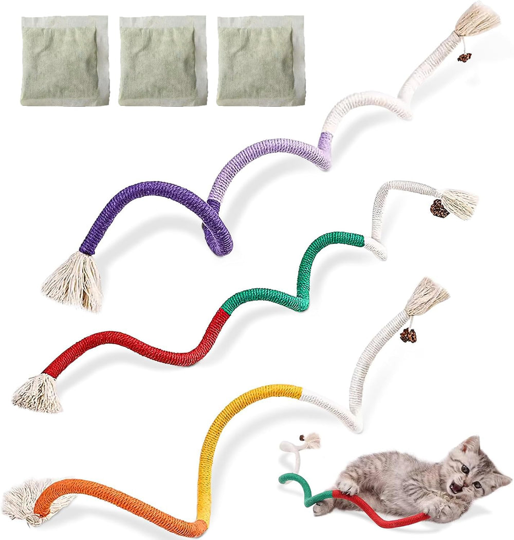 Letalong 3 PCS cotton rope cat toys ready for interactive indoor play and chewing