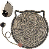 Letalong cat scratcher mat round top view highlights natural cotton rope texture and furniture protection.