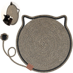 Letalong cat scratcher mat round top view highlights natural cotton rope texture and furniture protection.