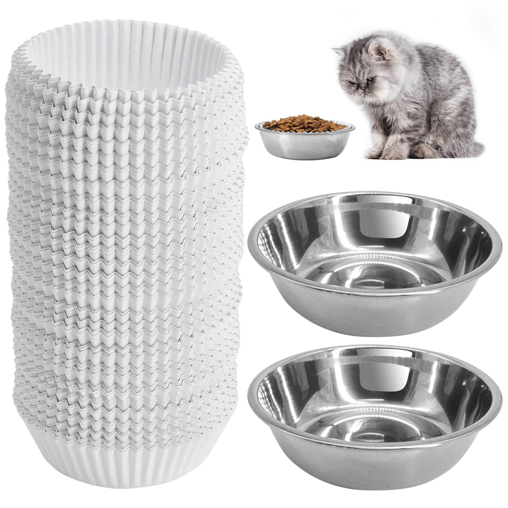 Letesult disposable cat bowls set paper bowls closeup for mess-free meals