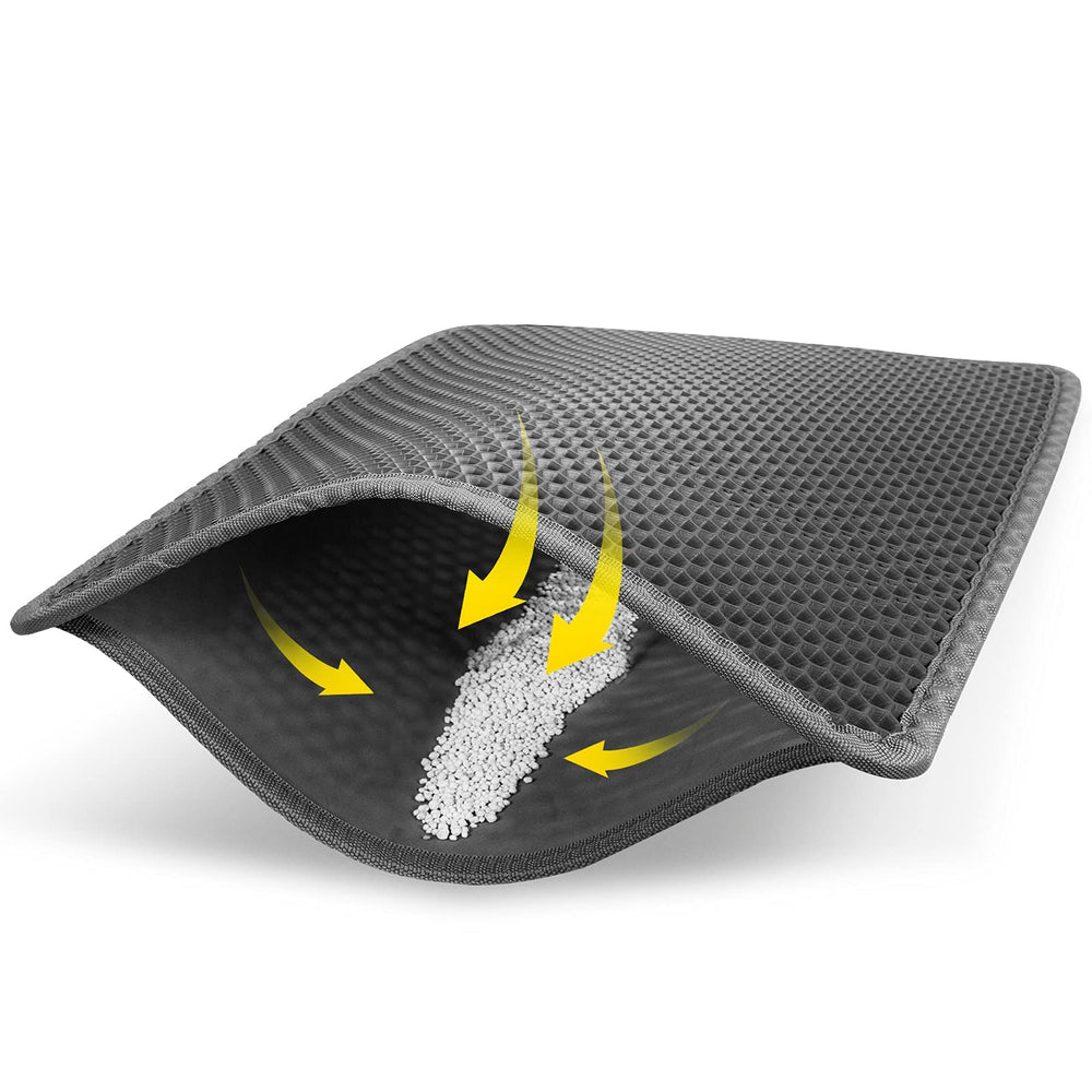 LeToo cat litter mat 30x24 gray front view reduces litter tracking