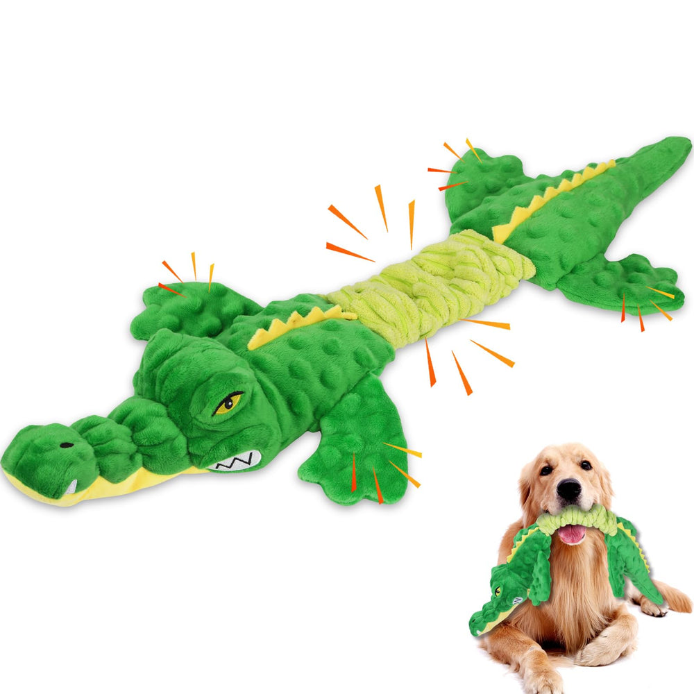 Letsmeet large-squeaky-alligator-toy full view for interactive tug play