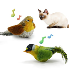 LEWISER chirping-tit green toy, lifelike bird vibe to spark indoor hunting instincts.