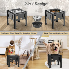 Lewondr elevated slow feeder stand at 7.7 inches supports medium to large dogs.