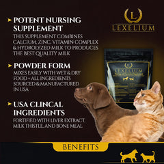 Lexelium nursing supplement milk production focus shown for dams