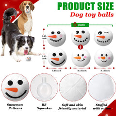 Leyndo 24-pack Christmas dog ball toys with six snowman designs for variety.