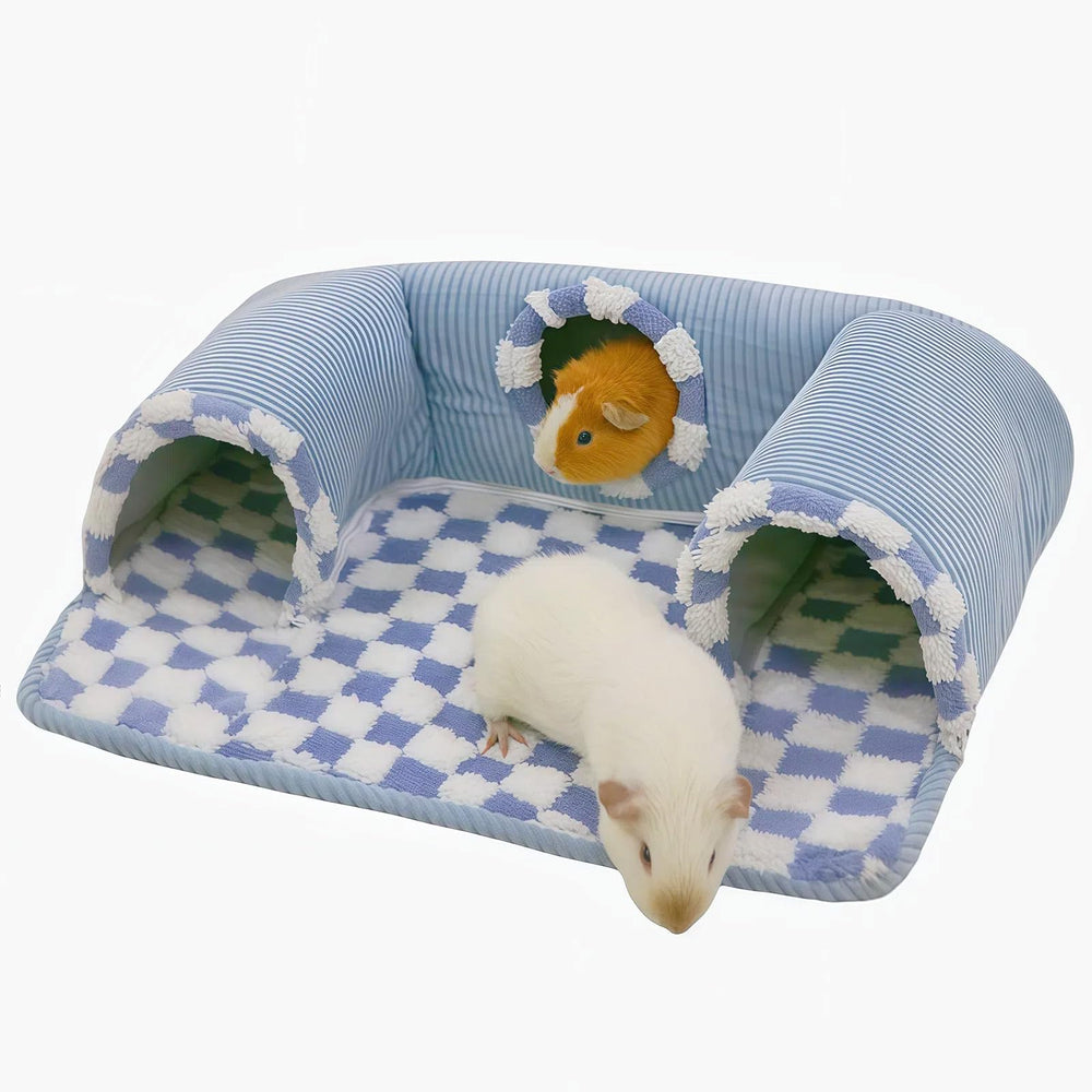 Lfokd Guinea Pig Hideout Tunnel blue bed for cozy resting and play.