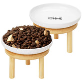 Lfpkixise bamboo stand elevates cat bowls for comfortable feeding and reduced neck strain.