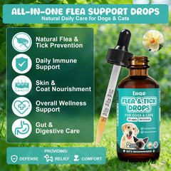LHQR flea-tick-drops packaging highlights pure, gentle plant-based care.