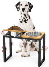 LIDTOP elevated dog bowl stand side view shows ergonomic dining to reduce neck strain.