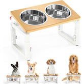 LIDTOP elevated dog-bowl-stand top view shows ergonomic height options for comfortable feeding.
