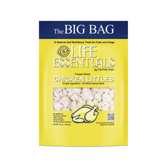 Life Essentials by Cat-Man-Doo freeze dried chicken bites bag shows premium grain-free snack for pets