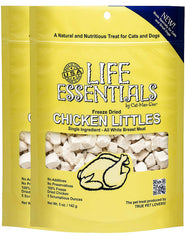 LIFE ESSENTIALS BY CAT-MAN-DOO Freeze Dried Chicken Littles pack front highlights USA-made natural treats.
