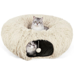 LifeIdeas cat tunnel with fluffy toy balls enhancing interactive play.
