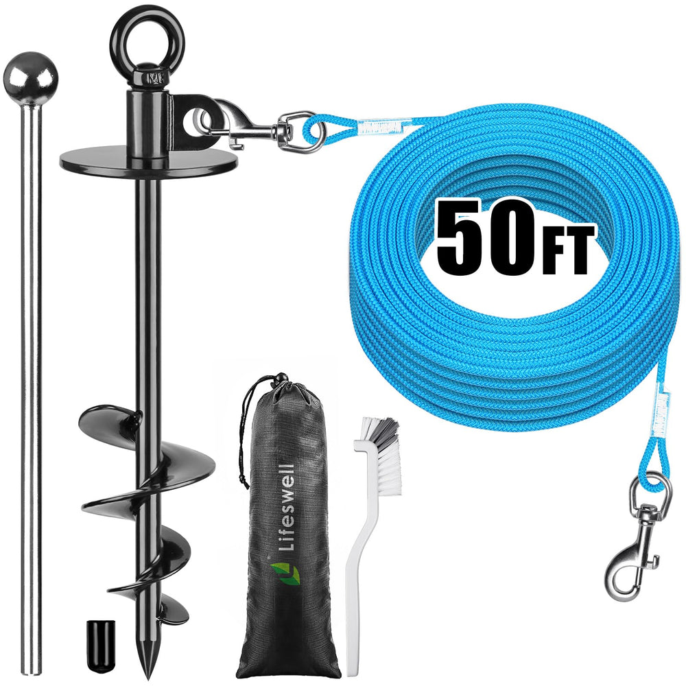 Lifeswell dog tie-out cable 50ft—freedom to explore safely.