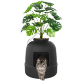 Lifewit hidden litter box with flower pot front view for discreet pet care