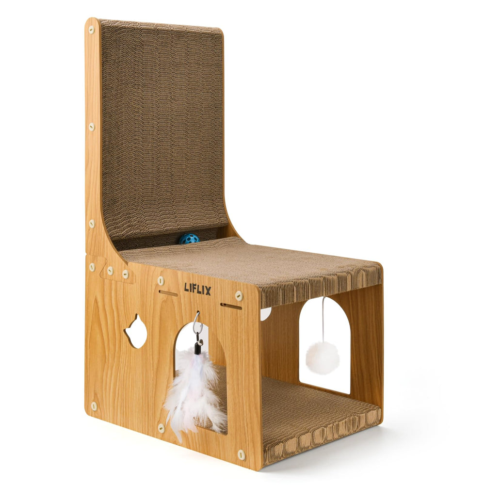 LIFLIX L-Shaped Scratcher top view offering versatile horizontal and vertical scratching.