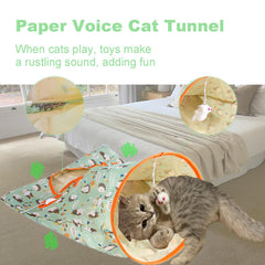 LIFTATAPA tunnel with plush mouse toy, interactive hide-and-seek action for cats
