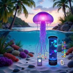 Lightahead jellyfish lamp color-changing mode highlights vivid RGB options for mood setting.