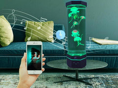 Lightahead jellyfish lamp side view highlights silent brushless motor and smooth operation