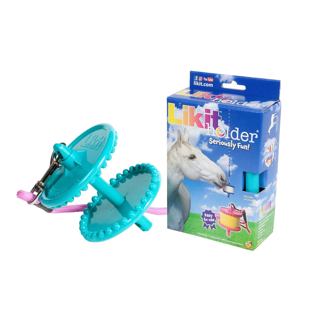 Likit Signature Holder Aqua Clear front view shows durable, engaging horse play