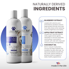 Lillian Ruff PRO Berry Blue Coat Shine image highlights bright, healthy-looking fur.
