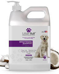 Lillian Ruff PRO Formula Ultra Brightening Dog Shampoo pump for easy dispensing and brightening