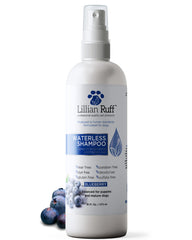 Lillian Ruff waterless dry shampoo blueberry bottle for convenient odor control between baths