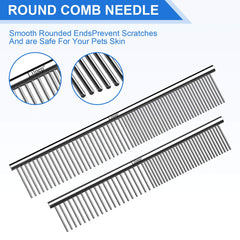Lilpep stainless steel dog comb with wide teeth for heavy coats detangling.