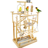 LIMIO Bird Playground natural wood perches promote active climbing and exploration.