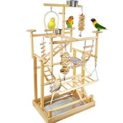 LIMIO Bird Playground natural wood perches promote active climbing and exploration.
