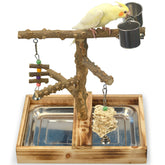 limio natural wood bird toys playground — sturdy perch system for engaging playtime