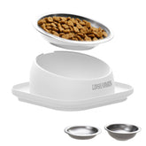 Linshanmin elevated tilted cat bowl stand demonstrates ergonomic design for comfortable feeding.