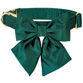Lionet Paws Bowtie Dog Collar closeup highlights silky texture and detachable bow for dress-up moments.