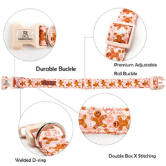 Lionheart glory Christmas dog collar pink design emphasizes soft material and stylish look.