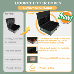 LIOOPET portable litter box folded compactly for easy packing.