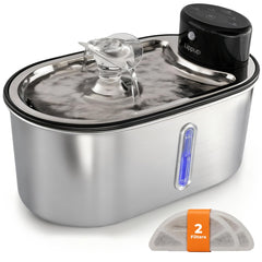 LIPPUP wireless cat water fountain side view showing large 108oz capacity for ongoing hydration.