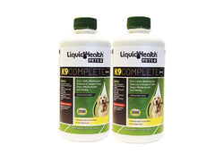 LIQUIDHEALTH K9 Complete bottle closeup supports daily canine wellness.
