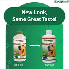 LIQUIDHEALTH K9 label shows glucosamine and chondroitin for hip support