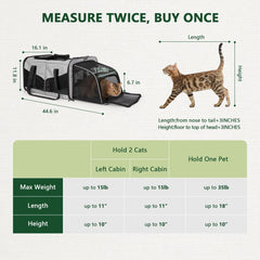 LitaiL cat travel carrier center divider enables flexible two-cat setup.