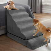 LitaiL dog stairs six-tier setup demonstrates versatile high-bed access for small dogs.