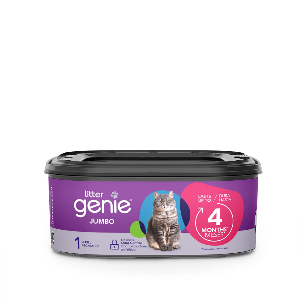 Litter Genie jumbo refill 28ft bag for long-lasting cat litter management.